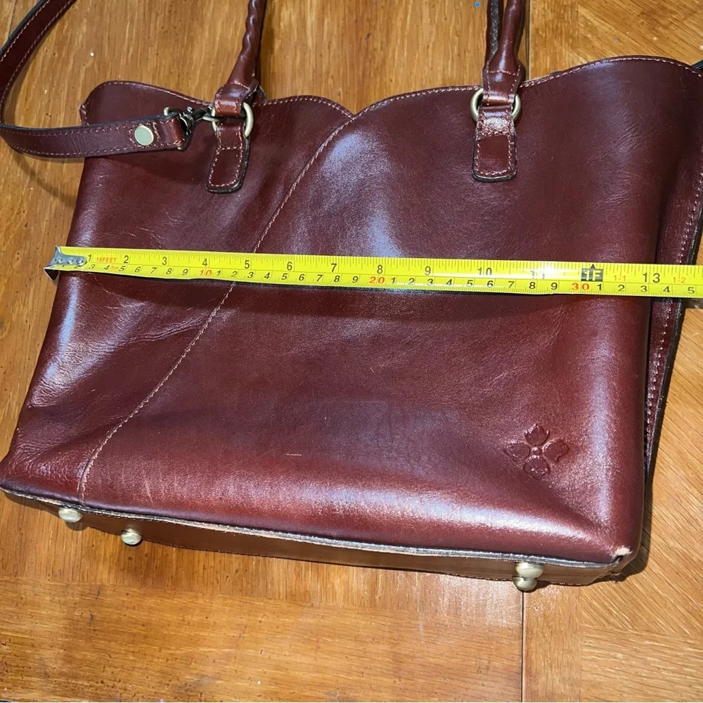 Patricia Nash Marion Metallic Cognac Brown Leather Heart Shaped Shoulder Tote - Picture 12 of 16